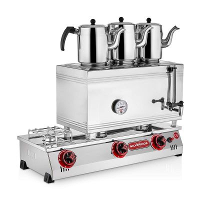 SilverInox 2066 60 Model LPG'li 3 Demlikli Çay Ocağı Çift Taban, 33 L - 1