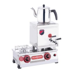 SilverInox 2064-1 15 طباخ شاي غاز البترول المسال الملحوم، قاعدة مزدوجة، 13 لتر - SilverInox