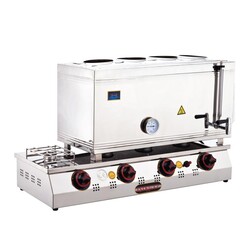 SilverInox 2067-D 85 Model Welded Tea Cooker, Double Base, 4 Teapots, 58 L, Natural Gas - SilverInox