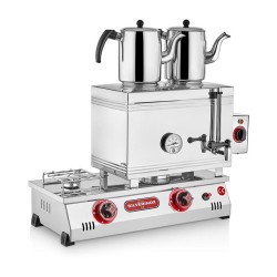 SilverInox 2100-D 40 Модель сварная 2 чайника, двойное основание, 28 л, электричество + природный газ - SilverInox