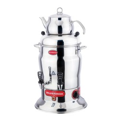 SilverInox 2202 ساموفار شاي كراون، 2 إبريق شاي، سعة 160 كوب، 16 لتر - SilverInox