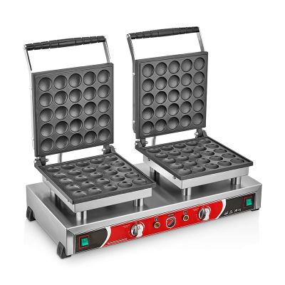 SilverInox B12 Round Bubble Waffle Maker, Double, Clamshell, Electric - SilverInox