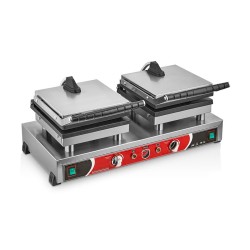 SilverInox B12 Вафельница с круглыми пузырьками, двойная, раковина, электрическая - 2