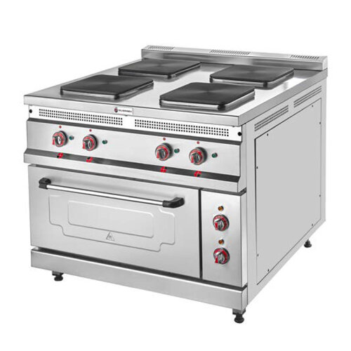 SilverInox E-100 4 Gözlü Fırınlı Kuzine, 100x100x95 cm, Elektrikli - SilverInox