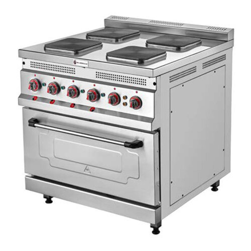 SilverInox E-80 4 Gözlü Fırınlı Kuzine, 80x80x95 cm, Elektrikli - SilverInox