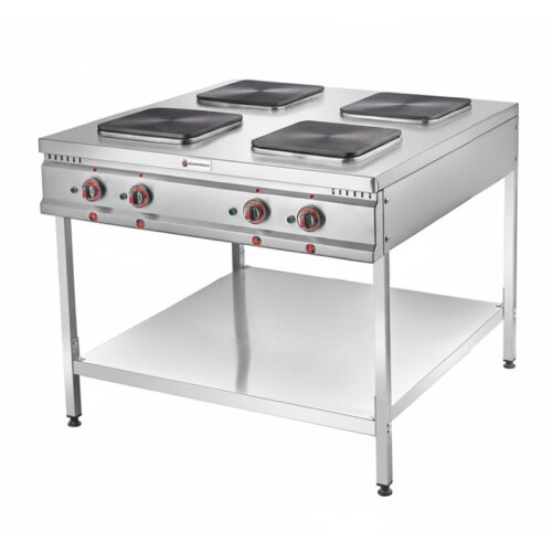 SilverInox ET-100 Taban Raflı 4 Gözlü Ocak, 100x100x95 cm, Elektrikli 