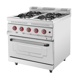 SilverInox KZN-80 4 Gözlü Fırınlı Kuzine, 800x800x950 mm, Gazlı - SilverInox