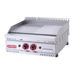 SilverInox PG-60-Y 600 Series Semi-Corrugated Grill, 60x60 cm, LPG - SilverInox