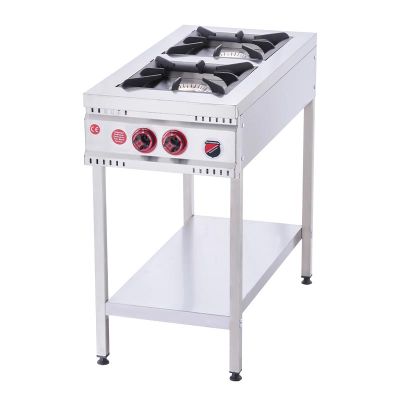 SilverInox TBY-2G Taban Raflı 2 Gözlü Midi Ocak, 90x60x85 cm, LPG'li - 1
