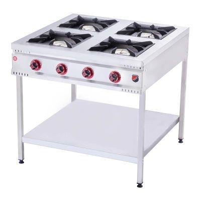 SilverInox TB-4G Taban Raflı 4 Gözlü Midi Ocak, 90x90x85 cm, LPG'li - 1