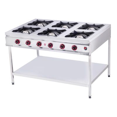 SilverInox TB-6G Taban Raflı 6 Gözlü Midi Ocak, 130x90x85 cm, LPG'li - 1