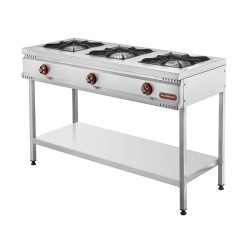 SilverInox TB-3D 3-конфорочная миди-варочная панель с базовой полкой, 130x65x85 см, природный газ - SilverInox