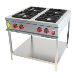 SilverInox TB-4 Midi Hob with Base Shelf, 4 Burner, Natural Gas - SilverInox