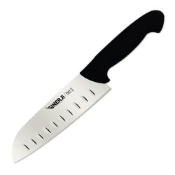Sinerji Passion Plastic Handle Corrugated Santoku Chef Knife, 18 cm, Black - Sinerji