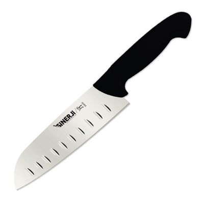 Sinerji Passion Plastik Saplı Oluklu Santoku Şef Bıçağı, 18 cm, Siyah - 1