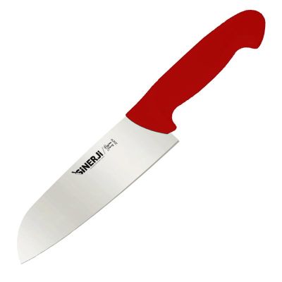 Sinerji Passion Plastik Saplı Santoku Şef Bıçağı, 18 cm, Kırmızı - 1