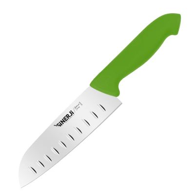Sinerji Protrend Plastik Saplı Oluklu Santoku Şef Bıçağı, 18 cm, Yeşil - 1