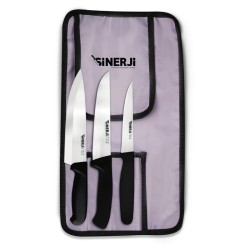 Sinerji Silver Gastronomi Rulo Çantalı Bıçak Seti 3+1 