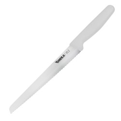 Sinerji Silver Plastic Handle Medium Tooth Bread Knife, 21 cm, White - Sinerji