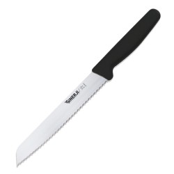 Sinerji Silver Plastic Handle Small Toothed Bread Knife, 18 cm, Black - Sinerji
