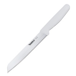 Sinerji Silver Plastic Handle Small Toothed Bread Knife, 18 cm, White 