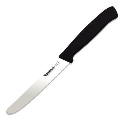 Sinerji Silver Plastic Handle Toothed Tomato Knife, 11 cm, Black 