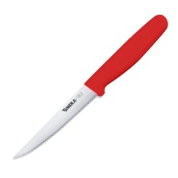 Sinerji Silver Plastic Handle Toothed Vegetable Knife, 11 cm, Red - Sinerji
