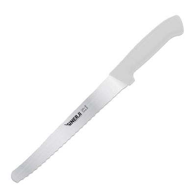 Sinerji Silver Plastik Saplı Büyük Dişli Ekmek Bıçağı, 24 cm, Beyaz - 1