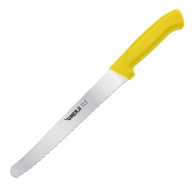 Sinerji Silver Plastik Saplı Büyük Dişli Ekmek Bıçağı, 24 cm, Sarı - 1