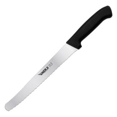 Sinerji Silver Plastik Saplı Büyük Dişli Ekmek Bıçağı, 24 cm, Siyah - 1