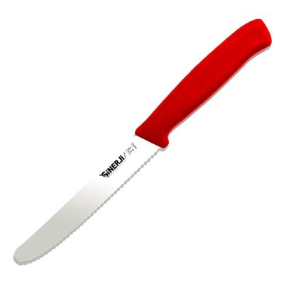 Sinerji Silver Plastik Saplı Dişli Domates Bıçağı, 11 cm, Kırmızı - 1