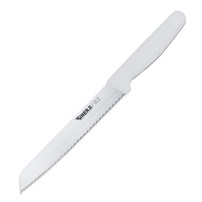 Sinerji Silver Plastik Saplı Küçük Dişli Ekmek Bıçağı, 18 cm, Beyaz - 1