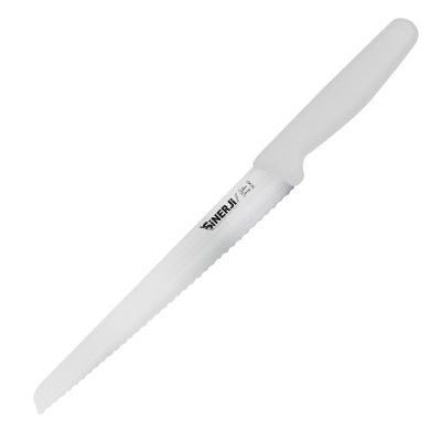 Sinerji Silver Plastik Saplı Orta Dişli Ekmek Bıçağı, 21 cm, Beyaz - 1