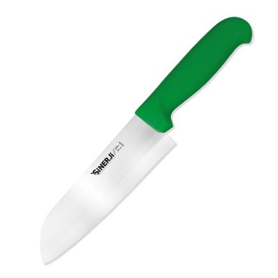 Sinerji Silver Plastik Saplı Santoku Şef Bıçağı, 18 cm, Yeşil - 1
