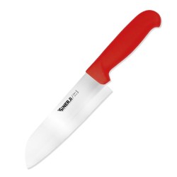 Sinerji Silver Santoku Chef Knife with Plastic Handle, 18 cm, Red 