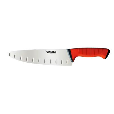 Sinerji Twix Plastik Saplı Oluklu Şef Bıçağı, 21 cm, Kırmızı - 1