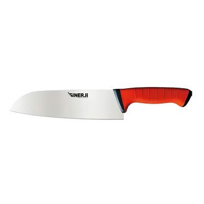 Sinerji Twix Plastik Saplı Santoku Şef Bıçağı, 18 cm, Kırmızı - 1