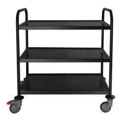 Smart Chef 101102 Plastik 3 Katlı Katlanır Servis Arabası, 93x51x93 cm, Siyah - 1