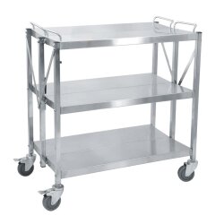 Smart Chef 102102 Paslanmaz Çelik 3 Katlı Katlanır Servis Arabası, 88.5x50.1x96 cm - 1