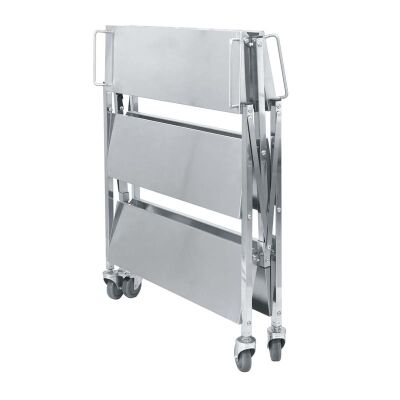 Smart Chef 102102 Paslanmaz Çelik 3 Katlı Katlanır Servis Arabası, 88.5x50.1x96 cm - Smart Chef