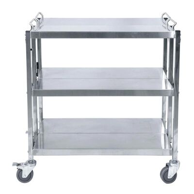 Smart Chef 102102 Paslanmaz Çelik 3 Katlı Katlanır Servis Arabası, 88.5x50.1x96 cm - Smart Chef