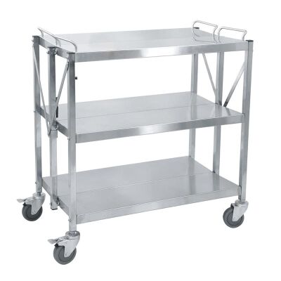 Smart Chef 102102 عربة خدمة قابلة للطي من الفولاذ المقاوم للصدأ 3 طبقات، 88.5x50.1x96 سم - Smart Chef