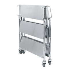 Smart Chef 102102 عربة خدمة قابلة للطي من الفولاذ المقاوم للصدأ 3 طبقات، 88.5x50.1x96 سم - 2