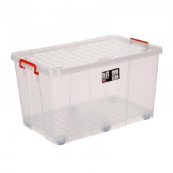 Bora Plastik - Bora Plastik Hit Box Tekerlekli Kasa, 79 L, Şeffaf