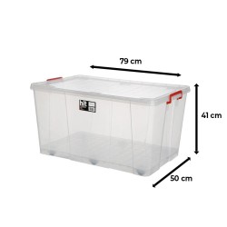 Bora Plastik Hit Box Tekerlekli Kasa, 120 L, Şeffaf - Thumbnail