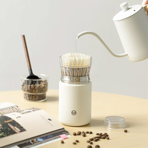 Timemore 1+1 Thermos and Dripper in One, White - 5