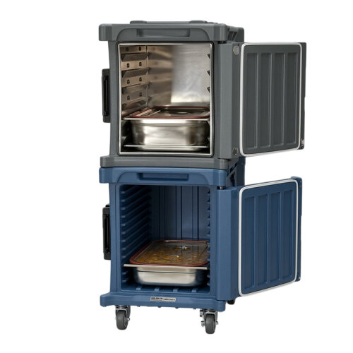 Tribeca TCB-600NMIXDUO Önden Yüklemeli Tekerlekli Çiftli Thermobox, 95x134x127 cm, Mavi Gri 