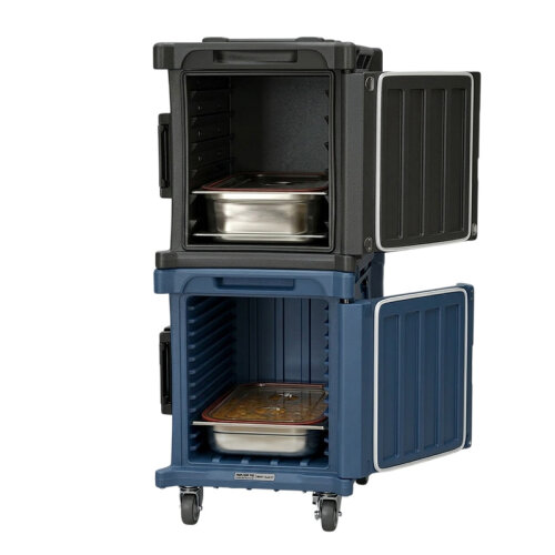 Tribeca TCB-600NMIXDUO Önden Yüklemeli Tekerlekli Çiftli Thermobox, 95x134x127 cm, Mavi Siyah - Tribeca