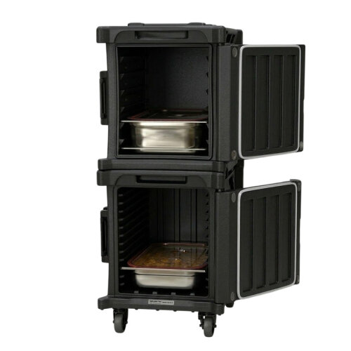 Tribeca TCB-600NMIXDUO Önden Yüklemeli Tekerlekli Çiftli Thermobox, 95x134x127 cm, Siyah - Tribeca