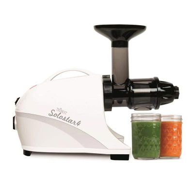 Tribest SS-4200-F عصارة فواكه وخضروات صلبة وعشبية بالكبس على البارد، أبيض - Tribest